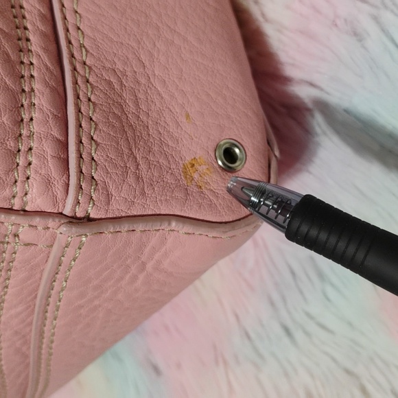 FIRM PRICE! Coach Pink & White Hampton Leather Small/Medium Y2K Satchel Bag - Picture 9 of 13